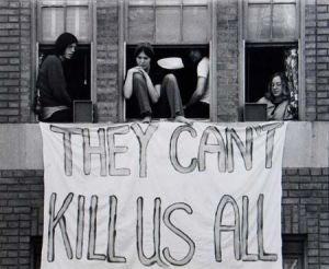 When you're at war, even your own youth become potential enemies.  A sign after the Kent State shootings